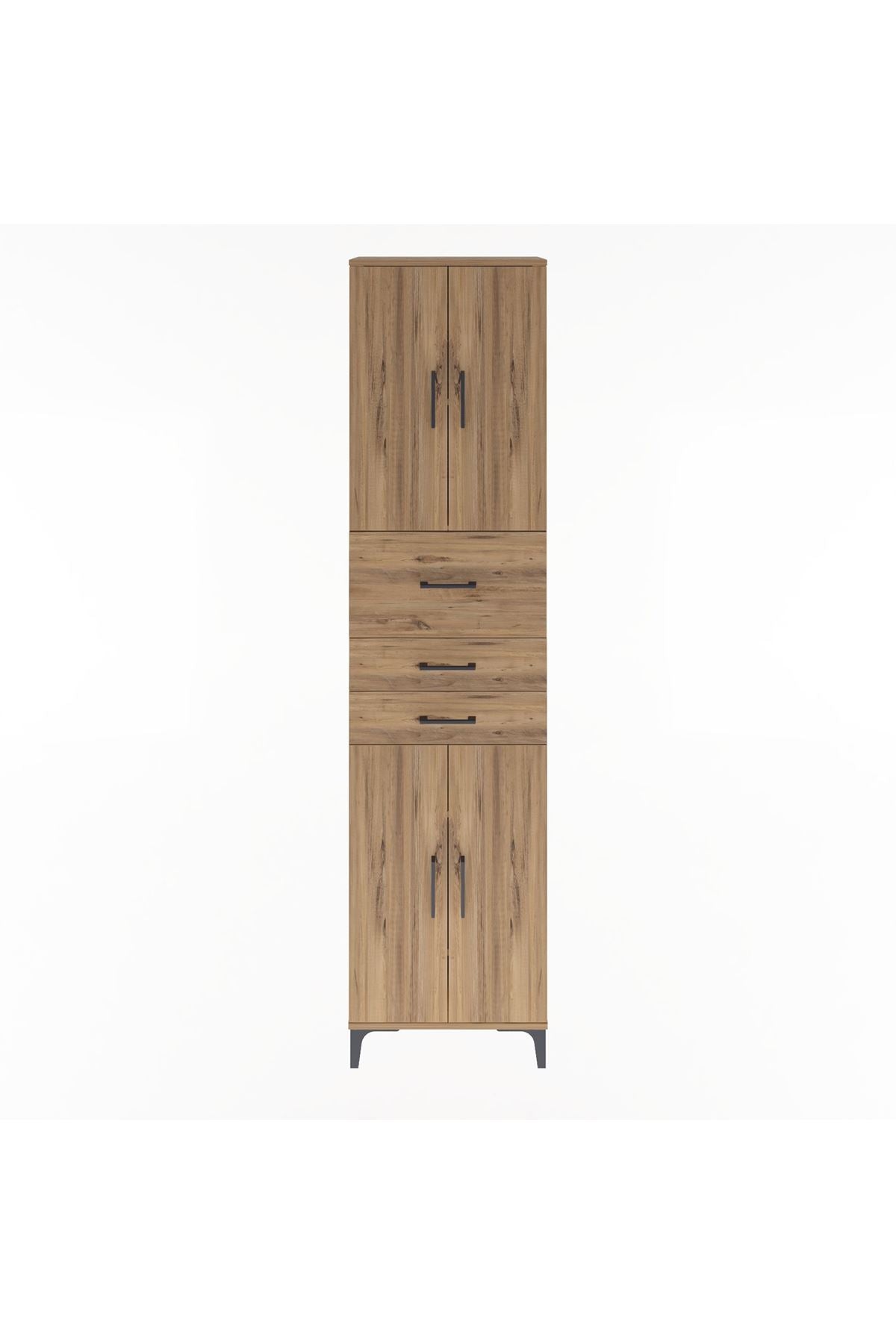 Arges Dolap 4 Raflı 3 Çekmeceli 4 Kapaklı 60x30x243 Çam-Çam