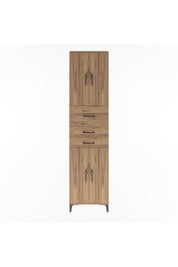 Arges Dolap 4 Raflı 3 Çekmeceli 4 Kapaklı 60x30x243 Çam-Çam
