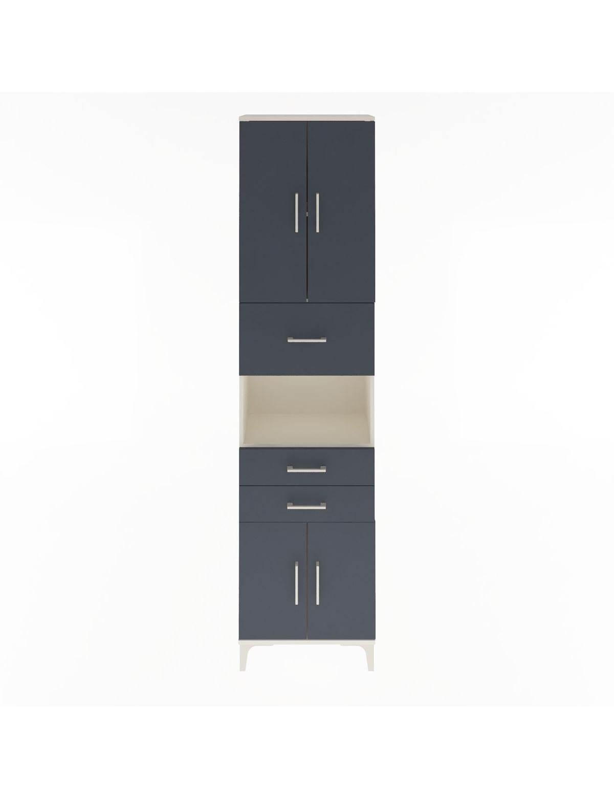 Arges Dolap 3 Raflı 3 Çekmeceli 4 Kapaklı 60x30x243 Aytaşı-Antrasit