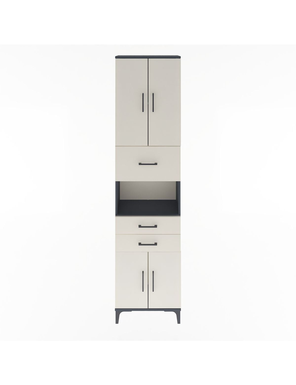 Arges Dolap 3 Raflı 3 Çekmeceli 4 Kapaklı 60x30x243 Antrasit-Aytaşı