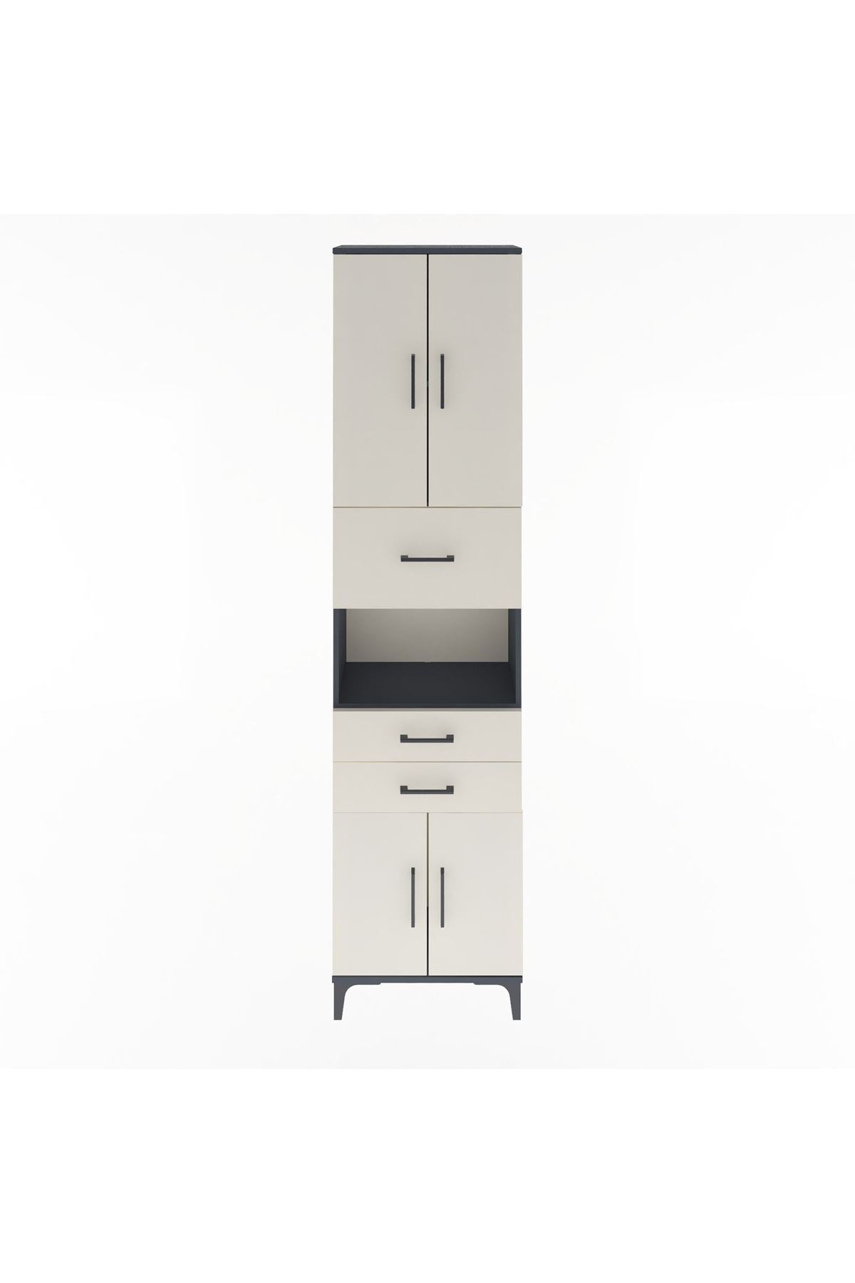 Arges Dolap 3 Raflı 3 Çekmeceli 4 Kapaklı 60x30x243 Antrasit-Aytaşı