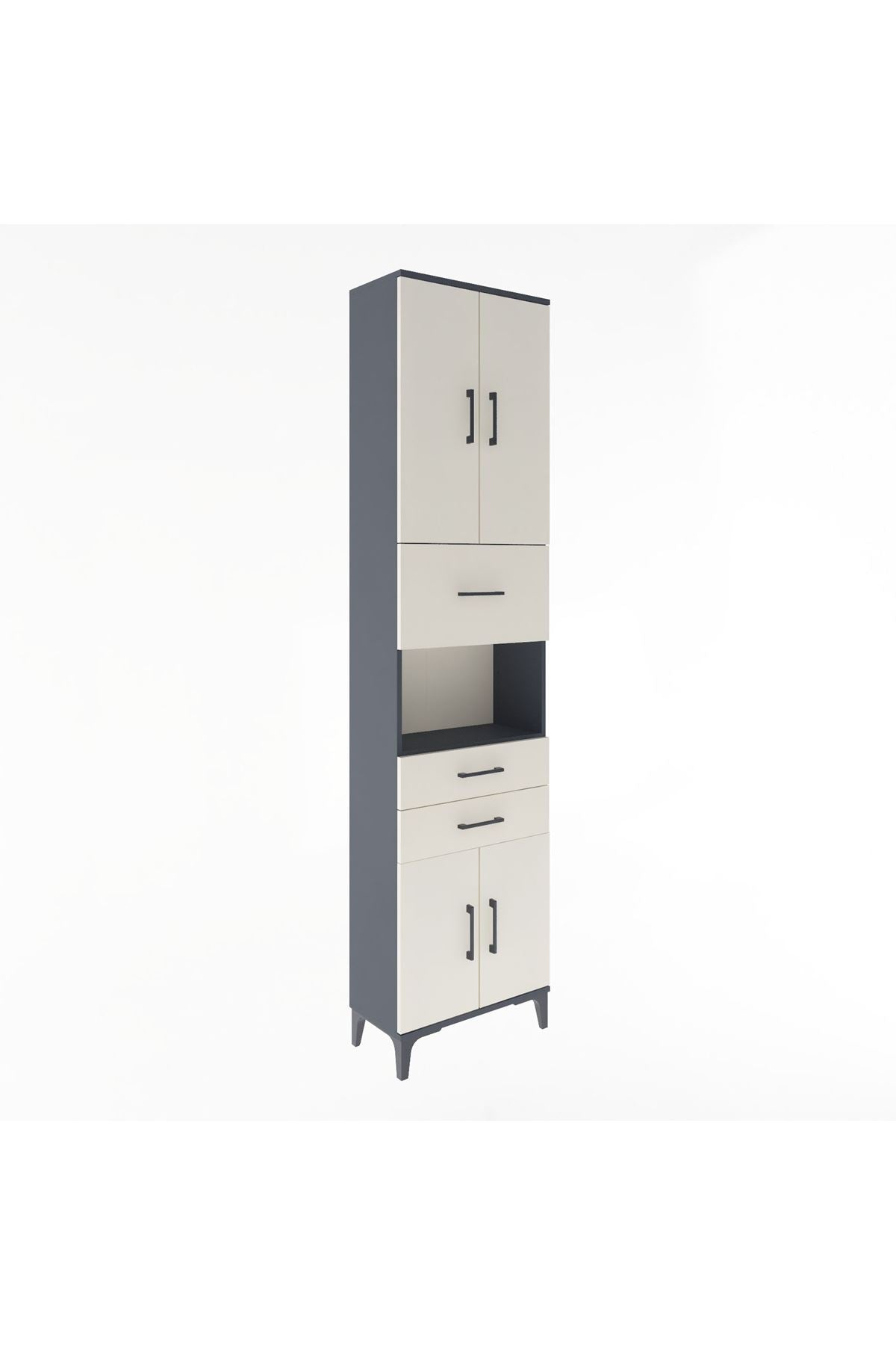 Arges Dolap 3 Raflı 3 Çekmeceli 4 Kapaklı 60x30x243 Antrasit-Aytaşı