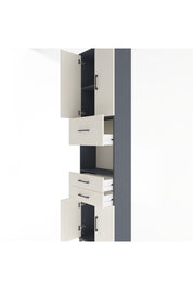 Arges Dolap 3 Raflı 3 Çekmeceli 4 Kapaklı 60x30x243 Antrasit-Aytaşı