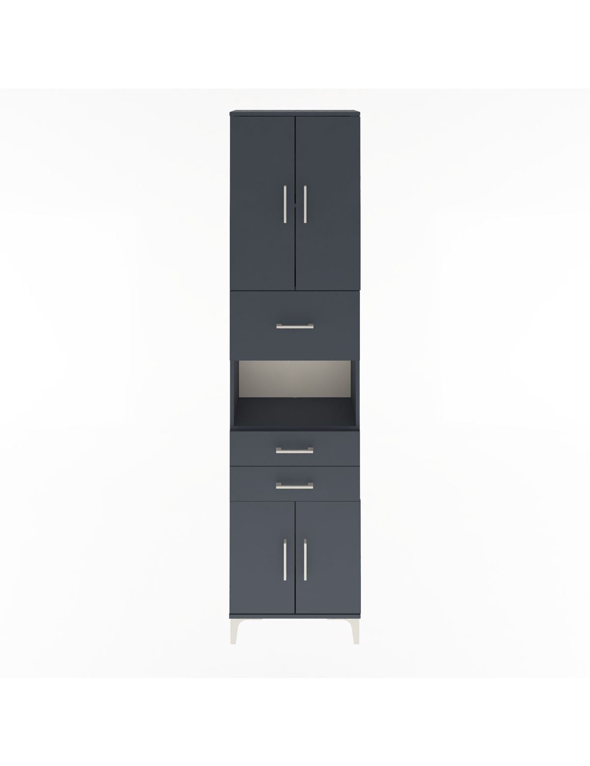 Arges Dolap 3 Raflı 3 Çekmeceli 4 Kapaklı 60x30x243 Antrasit-Antrasit