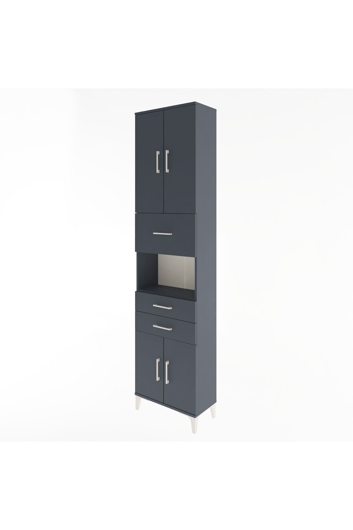 Arges Dolap 3 Raflı 3 Çekmeceli 4 Kapaklı 60x30x243 Antrasit-Antrasit