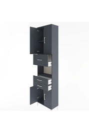 Arges Dolap 3 Raflı 3 Çekmeceli 4 Kapaklı 60x30x243 Antrasit-Antrasit