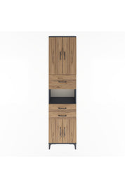 Arges Dolap 3 Raflı 3 Çekmeceli 4 Kapaklı 60x30x243 Antrasit-Çam