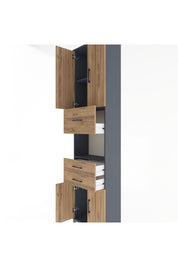 Arges Dolap 3 Raflı 3 Çekmeceli 4 Kapaklı 60x30x243 Antrasit-Çam