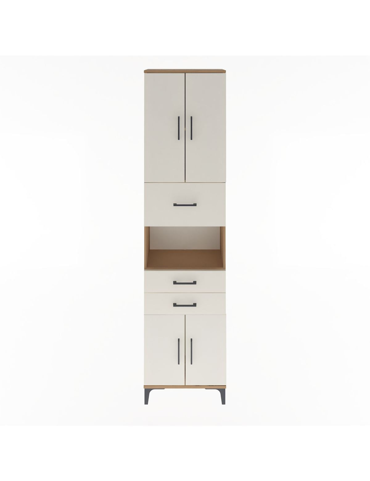 Arges Dolap 3 Raflı 3 Çekmeceli 4 Kapaklı 60x30x243 Çam-Aytaşı