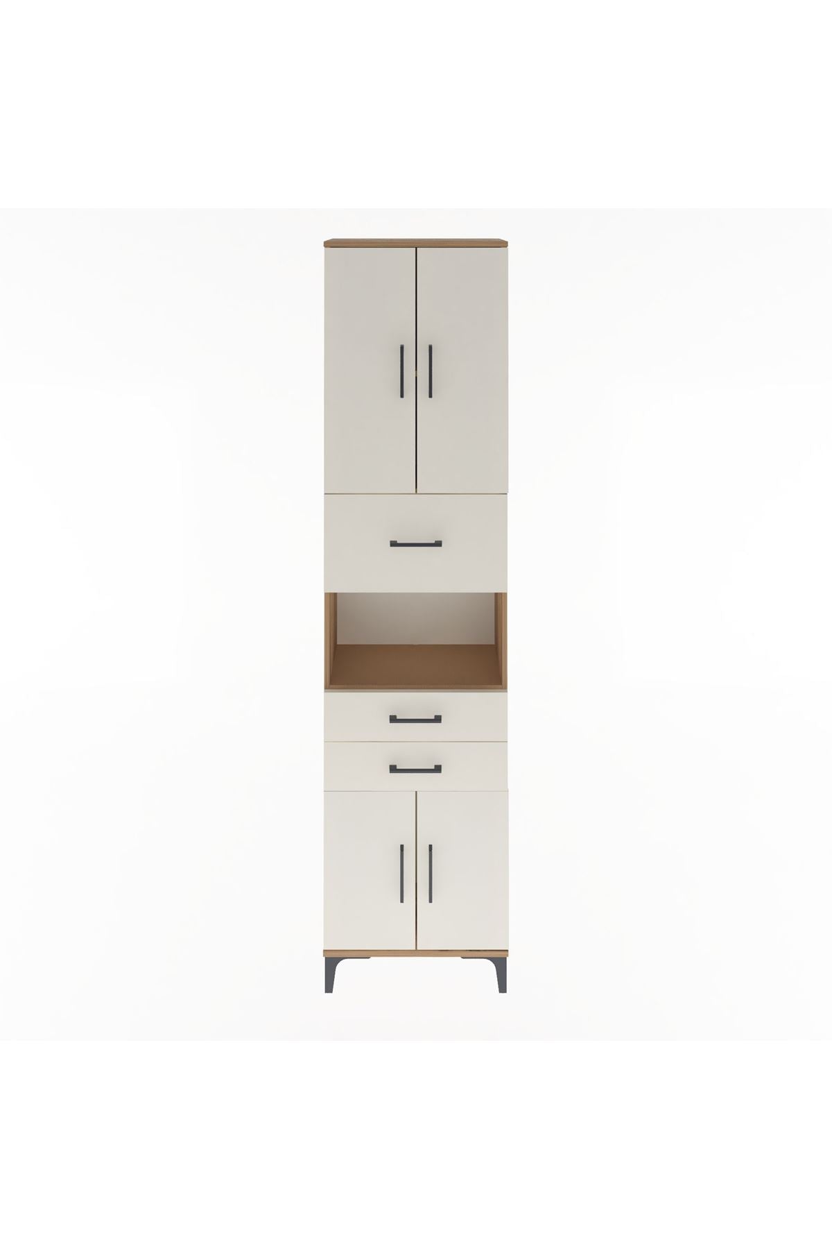 Arges Dolap 3 Raflı 3 Çekmeceli 4 Kapaklı 60x30x243 Çam-Aytaşı