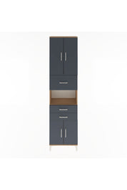 Arges Dolap 3 Raflı 3 Çekmeceli 4 Kapaklı 60x30x243 Çam-Antrasit