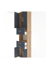 Arges Dolap 3 Raflı 3 Çekmeceli 4 Kapaklı 60x30x243 Çam-Antrasit