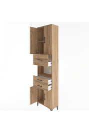 Arges Dolap 3 Raflı 3 Çekmeceli 4 Kapaklı 60x30x243 Çam-Çam