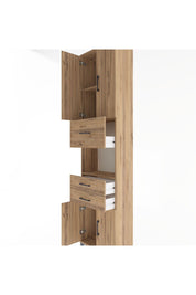 Arges Dolap 3 Raflı 3 Çekmeceli 4 Kapaklı 60x30x243 Çam-Çam