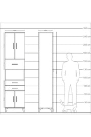 Arges Dolap 3 Raflı 3 Çekmeceli 4 Kapaklı 60x30x243 Çam-Çam