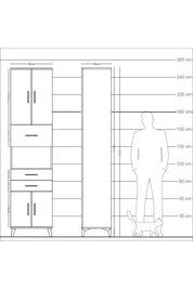 Arges Dolap 3 Raflı 3 Çekmeceli 4 Kapaklı 60x30x243 - S32M034V9A