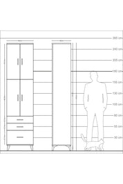 Arges Dolap 4 Raflı 3 Çekmeceli 4 Kapaklı 60x30x243 Aytaşı-Aytaşı