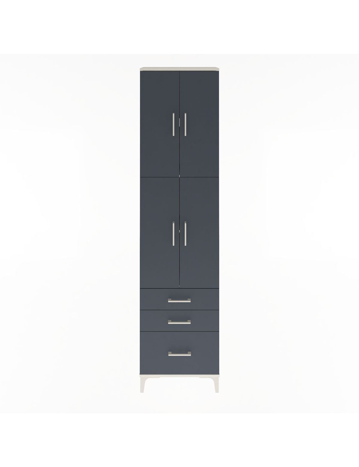 Arges Dolap 4 Raflı 3 Çekmeceli 4 Kapaklı 60x30x243 Aytaşı-Antrasit