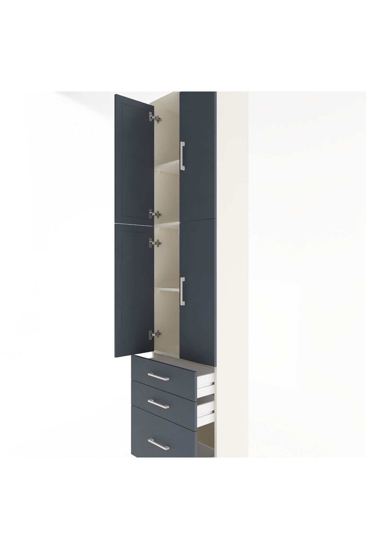 Arges Dolap 4 Raflı 3 Çekmeceli 4 Kapaklı 60x30x243 Aytaşı-Antrasit