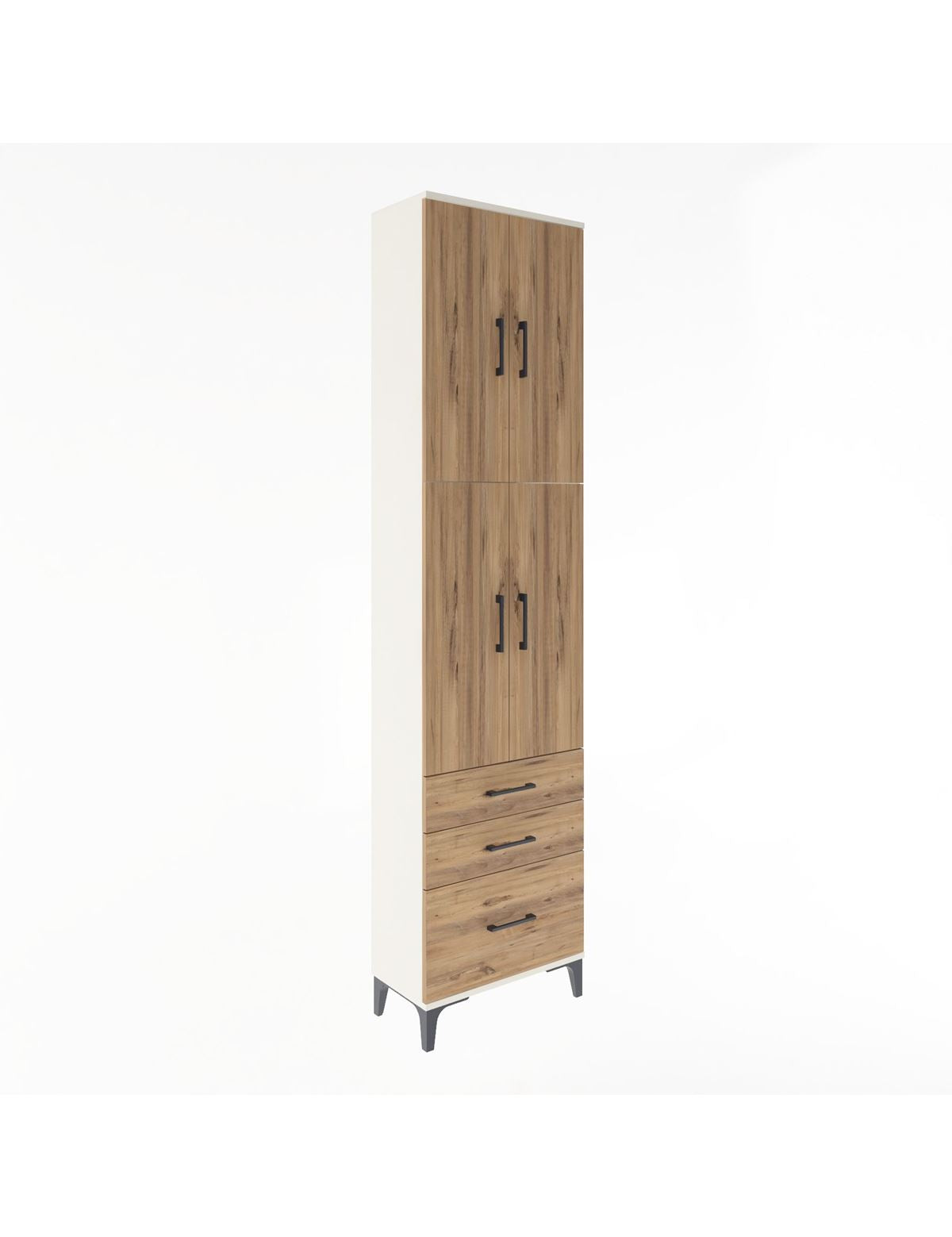 Arges Dolap 4 Raflı 3 Çekmeceli 4 Kapaklı 60x30x243 Aytaşı-Çam