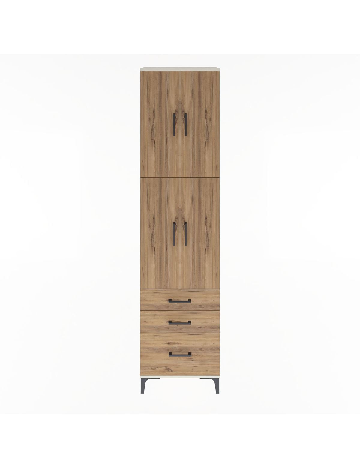 Arges Dolap 4 Raflı 3 Çekmeceli 4 Kapaklı 60x30x243 Aytaşı-Çam