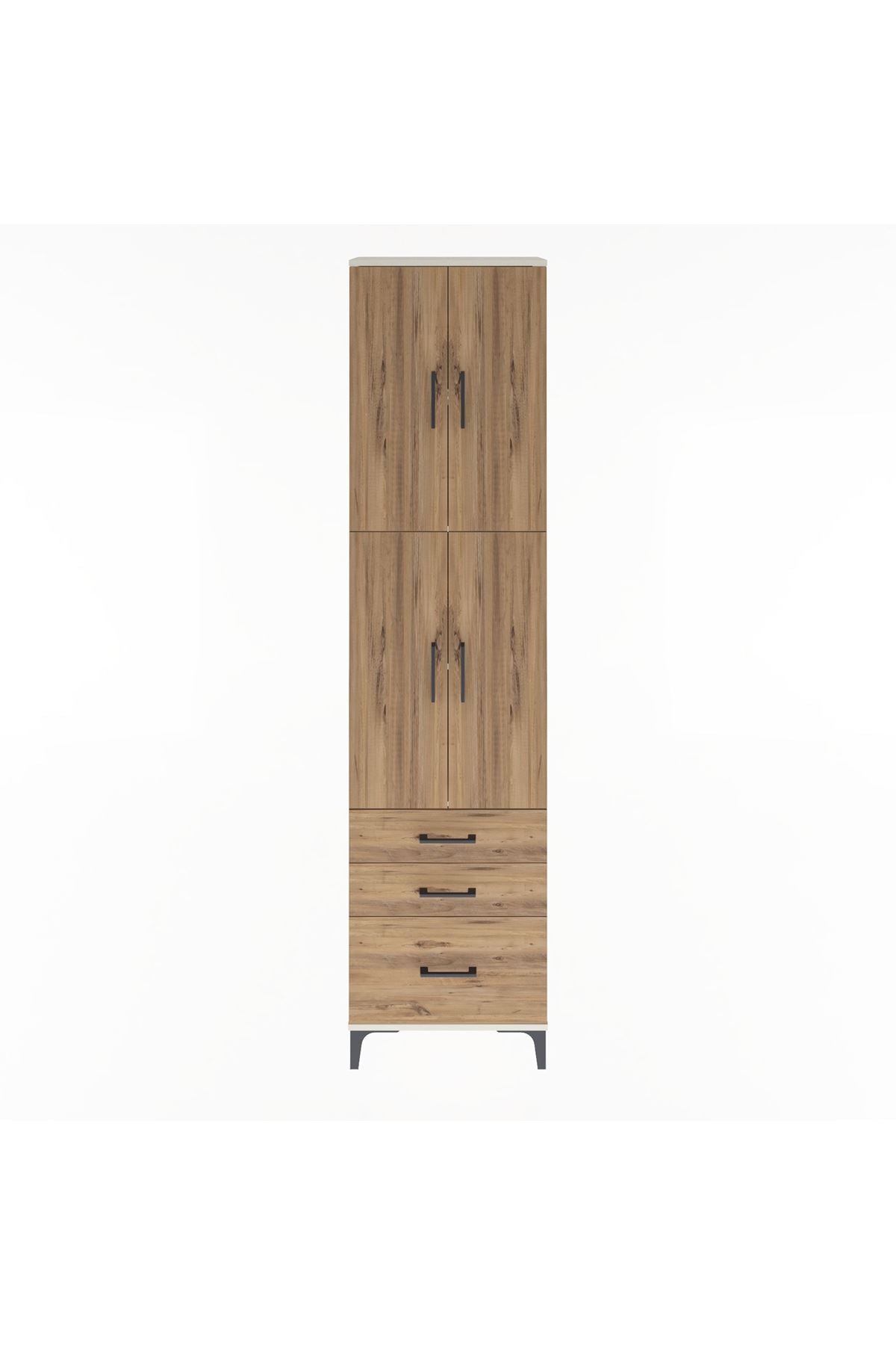 Arges Dolap 4 Raflı 3 Çekmeceli 4 Kapaklı 60x30x243 Aytaşı-Çam