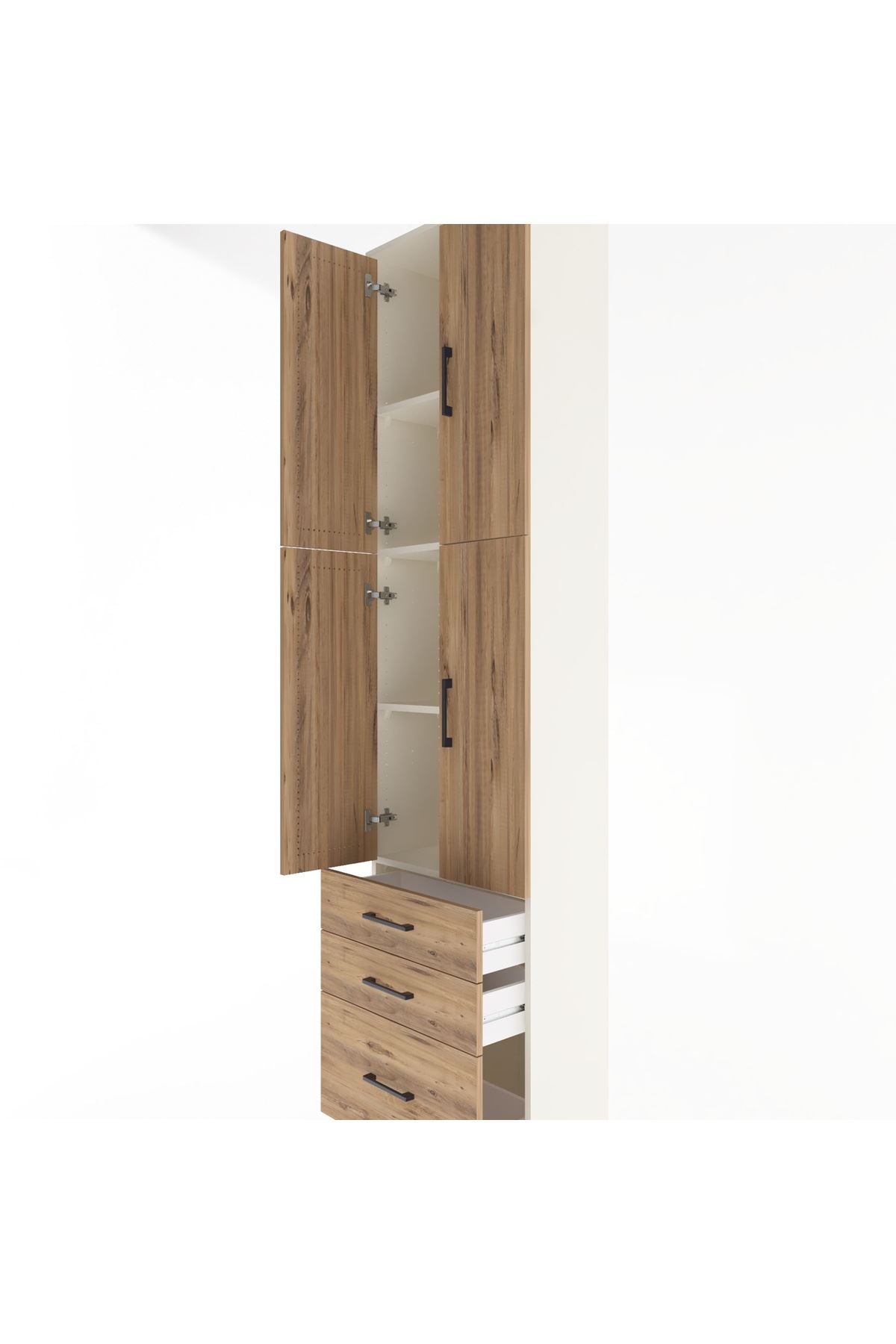 Arges Dolap 4 Raflı 3 Çekmeceli 4 Kapaklı 60x30x243 Aytaşı-Çam