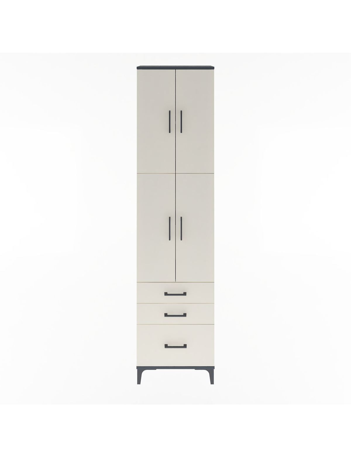 Arges Dolap 4 Raflı 3 Çekmeceli 4 Kapaklı 60x30x243 Antrasit-Aytaşı