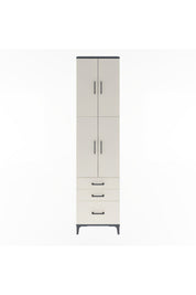 Arges Dolap 4 Raflı 3 Çekmeceli 4 Kapaklı 60x30x243 Antrasit-Aytaşı