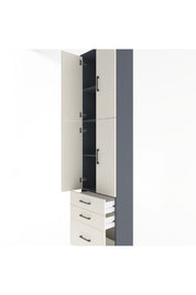 Arges Dolap 4 Raflı 3 Çekmeceli 4 Kapaklı 60x30x243 Antrasit-Aytaşı