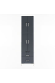Arges Dolap 4 Raflı 3 Çekmeceli 4 Kapaklı 60x30x243 Antrasit-Antrasit