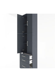 Arges Dolap 4 Raflı 3 Çekmeceli 4 Kapaklı 60x30x243 Antrasit-Antrasit