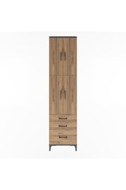 Arges Dolap 4 Raflı 3 Çekmeceli 4 Kapaklı 60x30x243 Antrasit-Çam