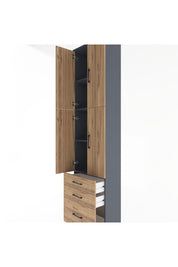 Arges Dolap 4 Raflı 3 Çekmeceli 4 Kapaklı 60x30x243 Antrasit-Çam