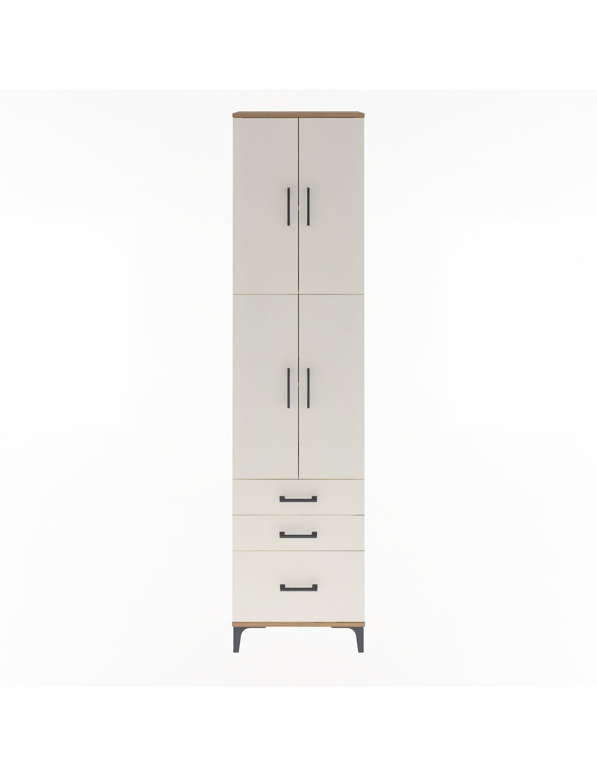 Arges Dolap 4 Raflı 3 Çekmeceli 4 Kapaklı 60x30x243 Çam-Aytaşı