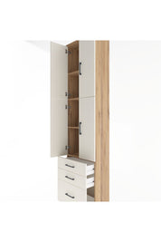 Arges Dolap 4 Raflı 3 Çekmeceli 4 Kapaklı 60x30x243 Çam-Aytaşı