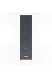 Arges Dolap 4 Raflı 3 Çekmeceli 4 Kapaklı 60x30x243 Çam-Antrasit