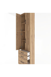 Arges Dolap 4 Raflı 3 Çekmeceli 4 Kapaklı 60x30x243 Çam-Çam