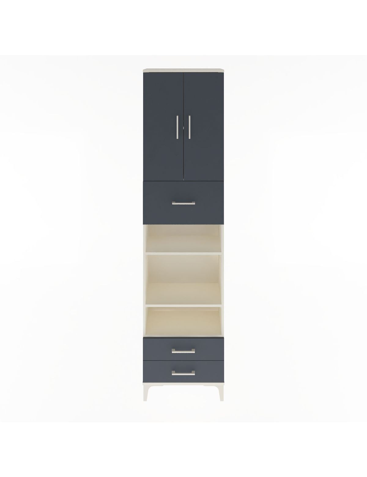 Arges Dolap 5 Raflı 3 Çekmeceli 2 Kapaklı 60x30x243 Aytaşı-Antrasit