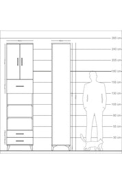 Arges Dolap 5 Raflı 3 Çekmeceli 2 Kapaklı 60x30x243 Aytaşı-Antrasit