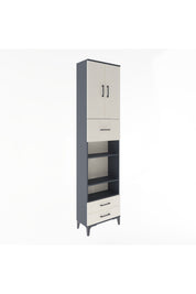 Arges Dolap 5 Raflı 3 Çekmeceli 2 Kapaklı 60x30x243 Antrasit-Aytaşı