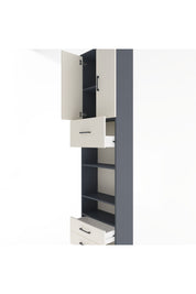 Arges Dolap 5 Raflı 3 Çekmeceli 2 Kapaklı 60x30x243 Antrasit-Aytaşı