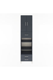 Arges Dolap 5 Raflı 3 Çekmeceli 2 Kapaklı 60x30x243 Antrasit-Antrasit