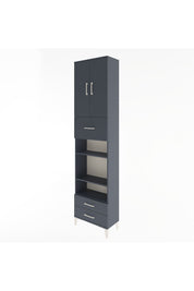 Arges Dolap 5 Raflı 3 Çekmeceli 2 Kapaklı 60x30x243 Antrasit-Antrasit