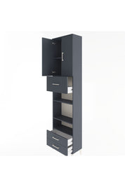 Arges Dolap 5 Raflı 3 Çekmeceli 2 Kapaklı 60x30x243 Antrasit-Antrasit