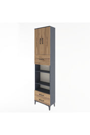 Arges Dolap 5 Raflı 3 Çekmeceli 2 Kapaklı 60x30x243 Antrasit-Çam