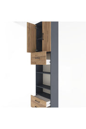 Arges Dolap 5 Raflı 3 Çekmeceli 2 Kapaklı 60x30x243 Antrasit-Çam