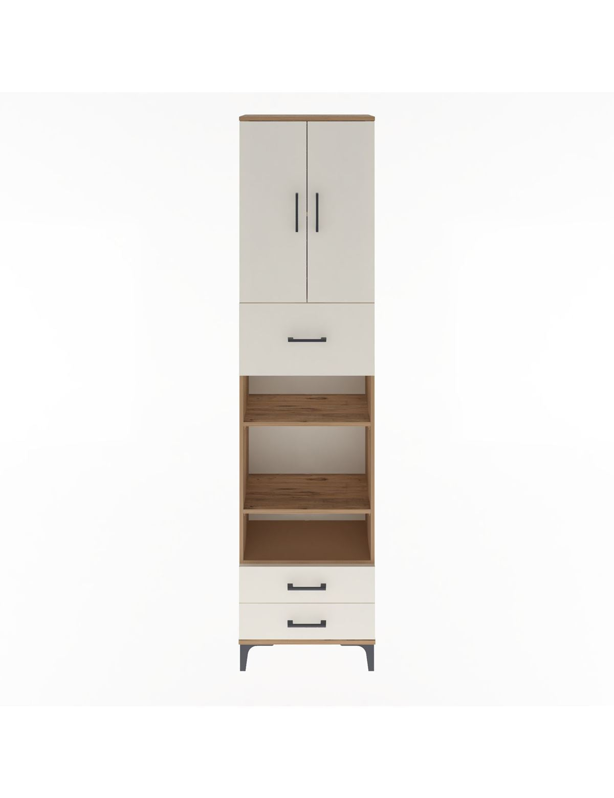 Arges Dolap 5 Raflı 3 Çekmeceli 2 Kapaklı 60x30x243 Çam-Aytaşı