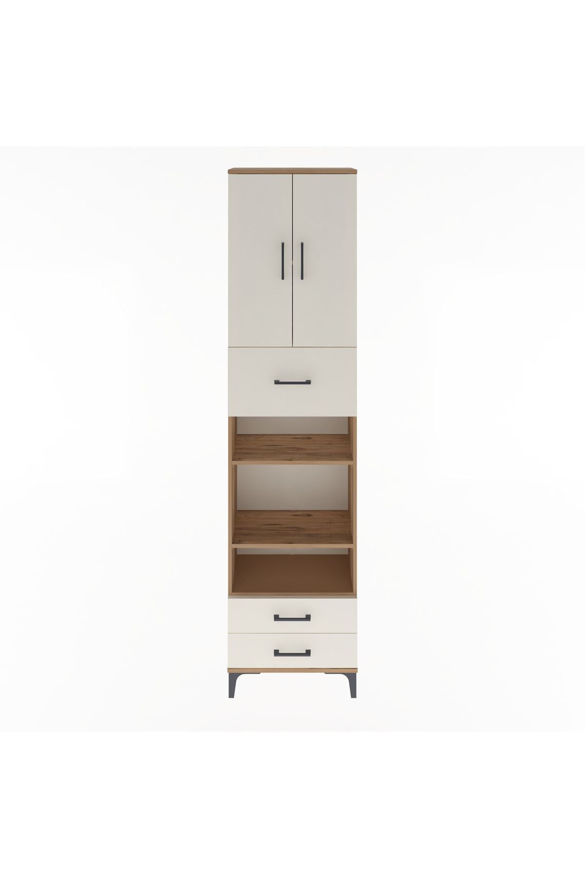 Arges Dolap 5 Raflı 3 Çekmeceli 2 Kapaklı 60x30x243 Çam-Aytaşı
