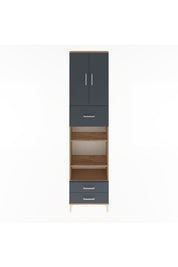 Arges Dolap 5 Raflı 3 Çekmeceli 2 Kapaklı 60x30x243 Çam-Antrasit